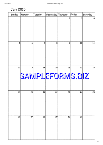 July 2015 Calendar 1 pdf free